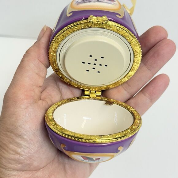 Vintage Mr Christmas Porcelain Musical Purple Egg Ornament - Picture 6 of 8